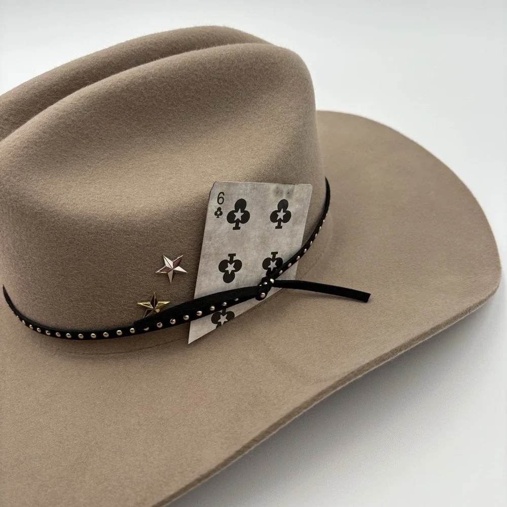 Lack of Color 100% Australian Wool Western Cowboy Hat Tan Star Studs Size M